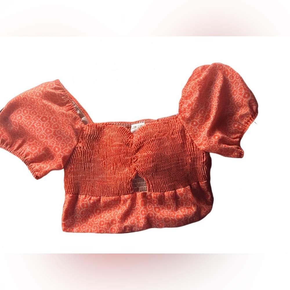 Le Lis Orange Puff Sleeve Blouse size medium